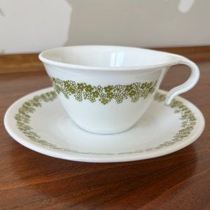 Corelle "Spring Blossom" (Crazy Daisy) Cup and Saucer | Hook Handle Mug Vintage